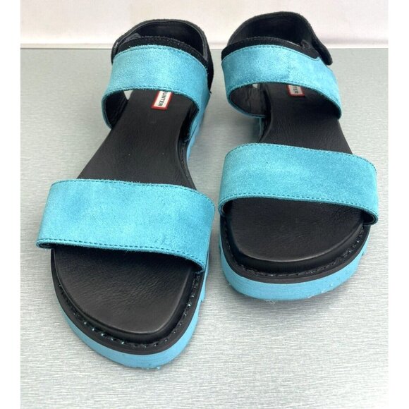 Hunter Original Leather Sandals Suede Sport Sky Blue Size 9 - Picture 9 of 12